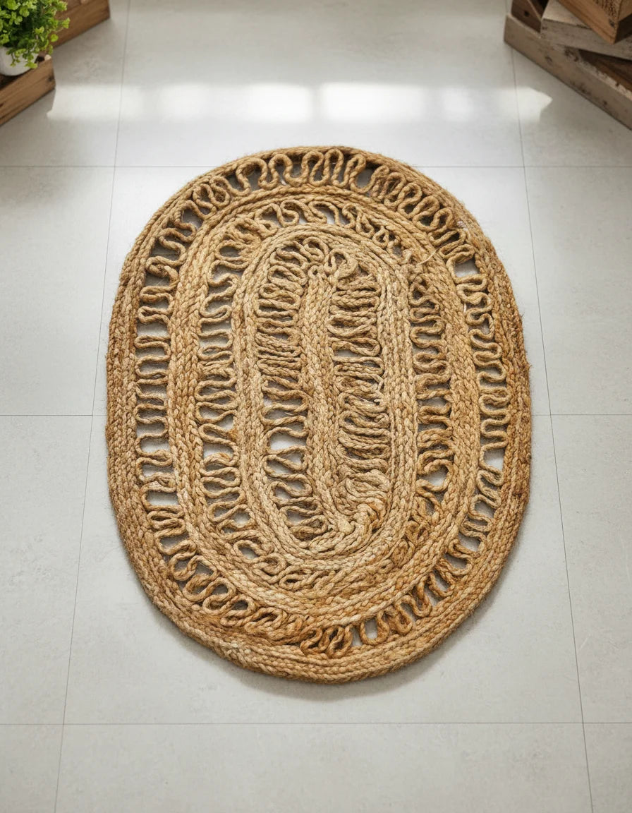 Hand Braided Jute Doormat - Oval