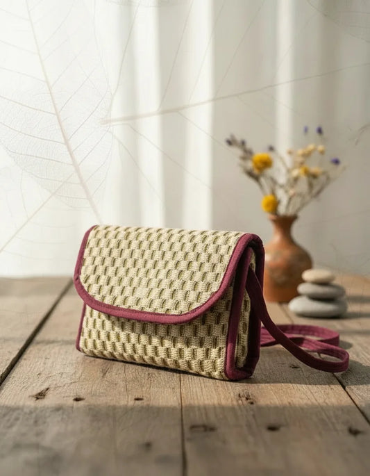 Jute Hand Purse With Plain Net