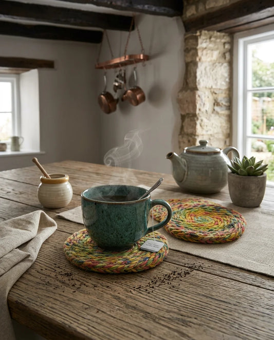 Hand Twisting Jute Tea Cup Coaster | 06 Piece Set