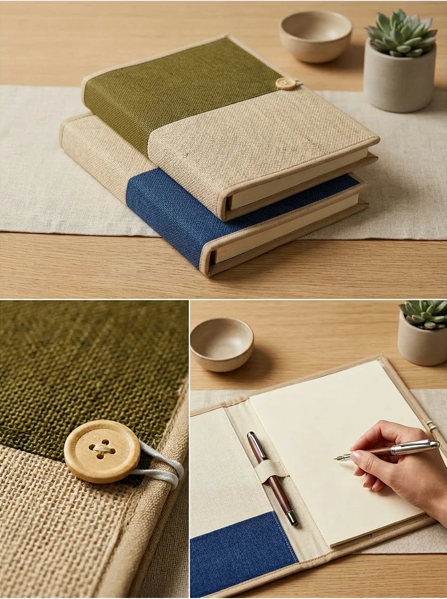 Jute File Folder with Button Closure