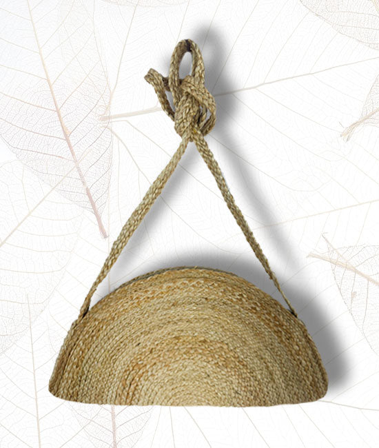 Hand Braided Jute Half Moon Clutch