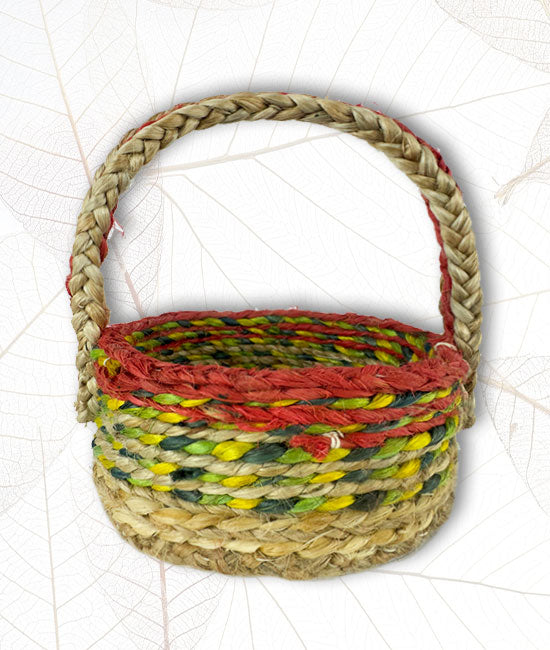 Hand-Braided Jute Multicolour Fruit Basket
