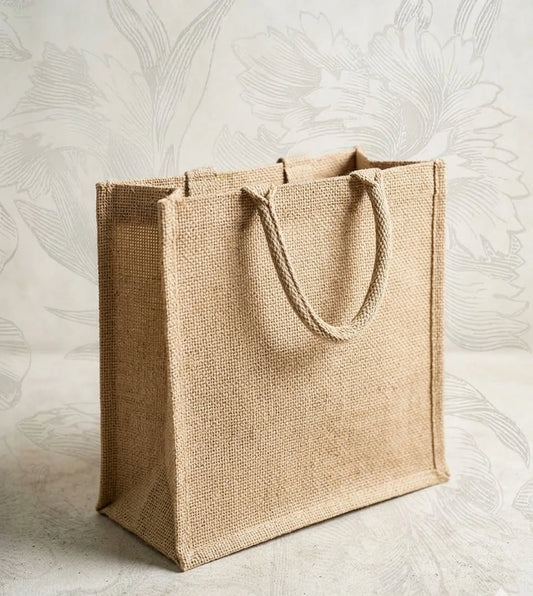 Jute Gift Bag with Round Handle Design