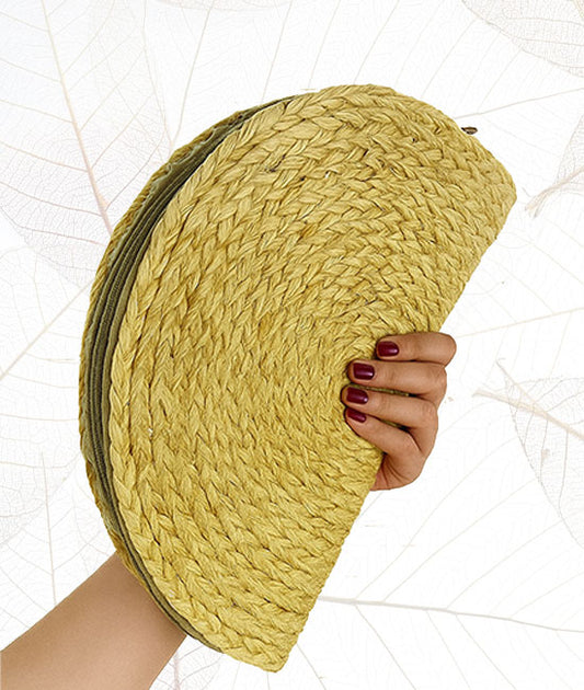 Hand Braided Bhimal Half Moon Clutch