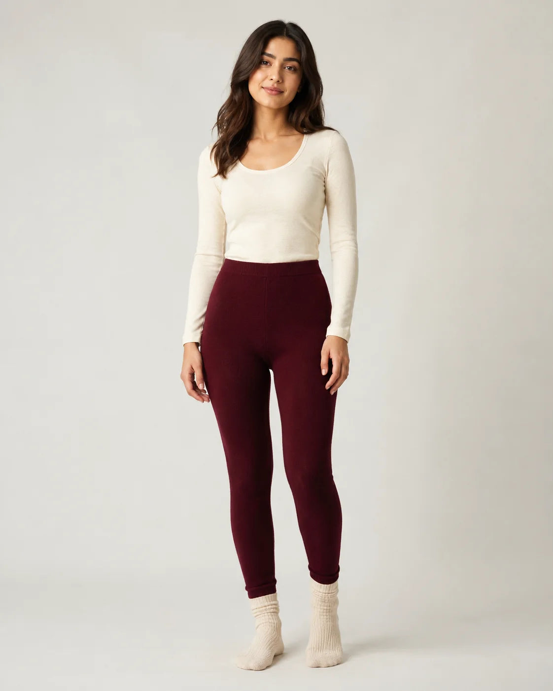 woolen leggings -  Maroon