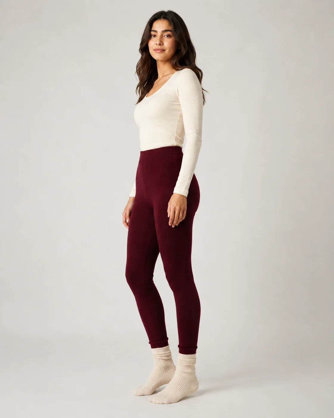 woolen leggings -  Maroon