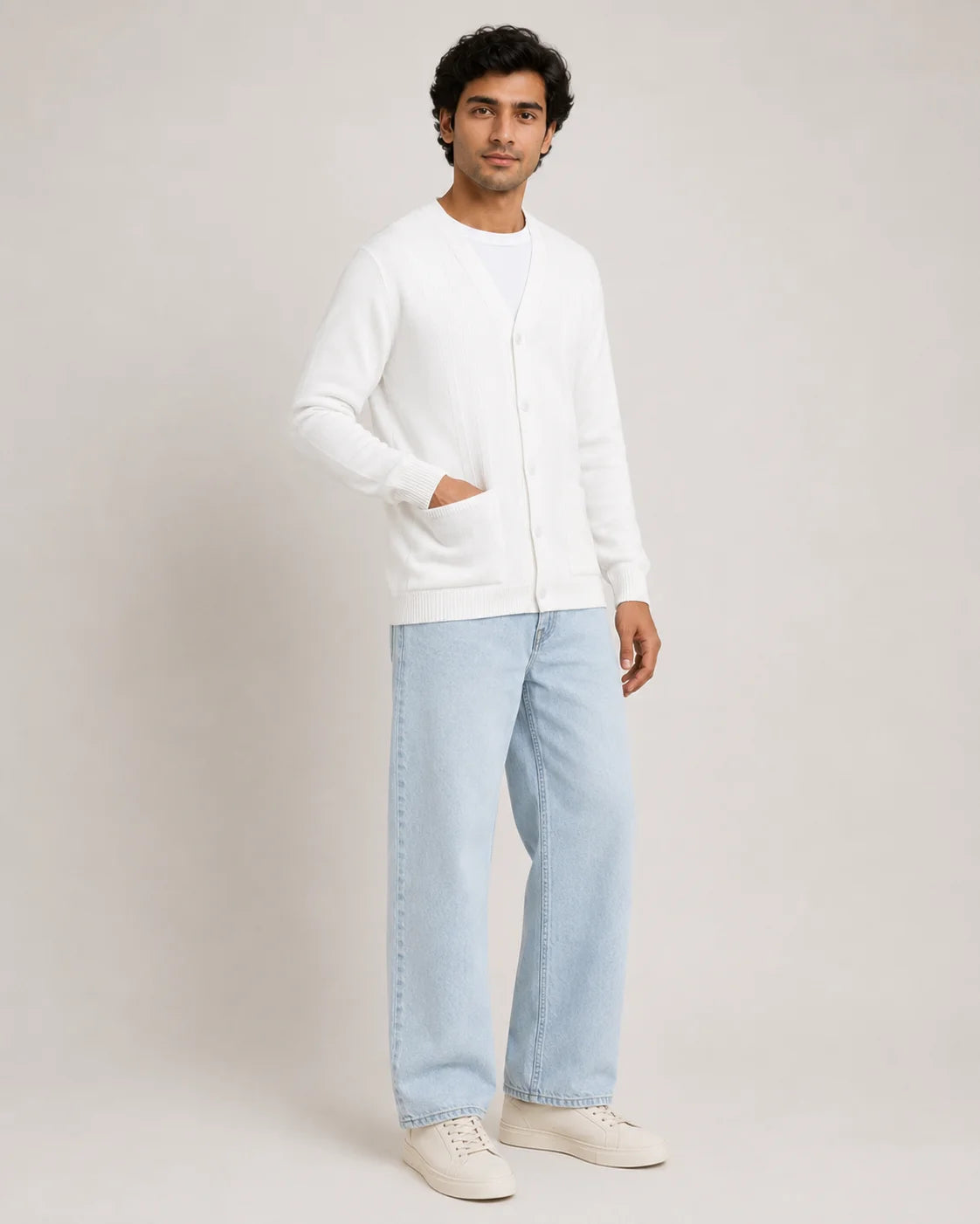 Handmade Men's Woolen Full Sleeve Cardigan
