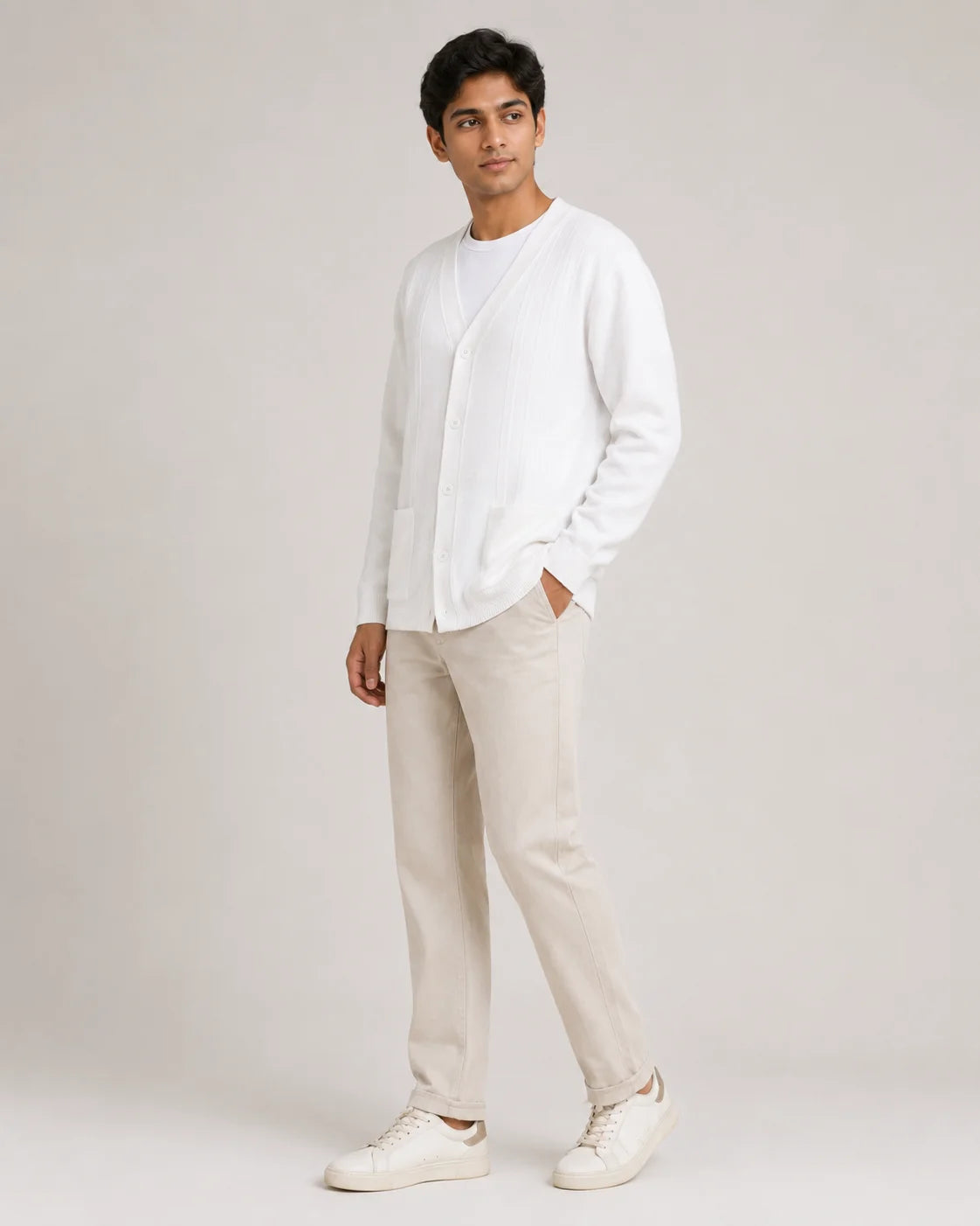 Handmade Men's Woolen Full Sleeve Cardigan