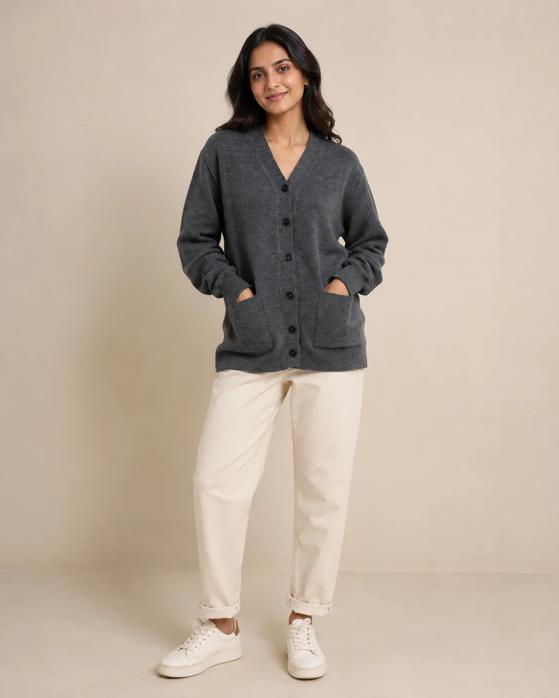 Handmade Women's Woolen Full Sleeve Cardigan