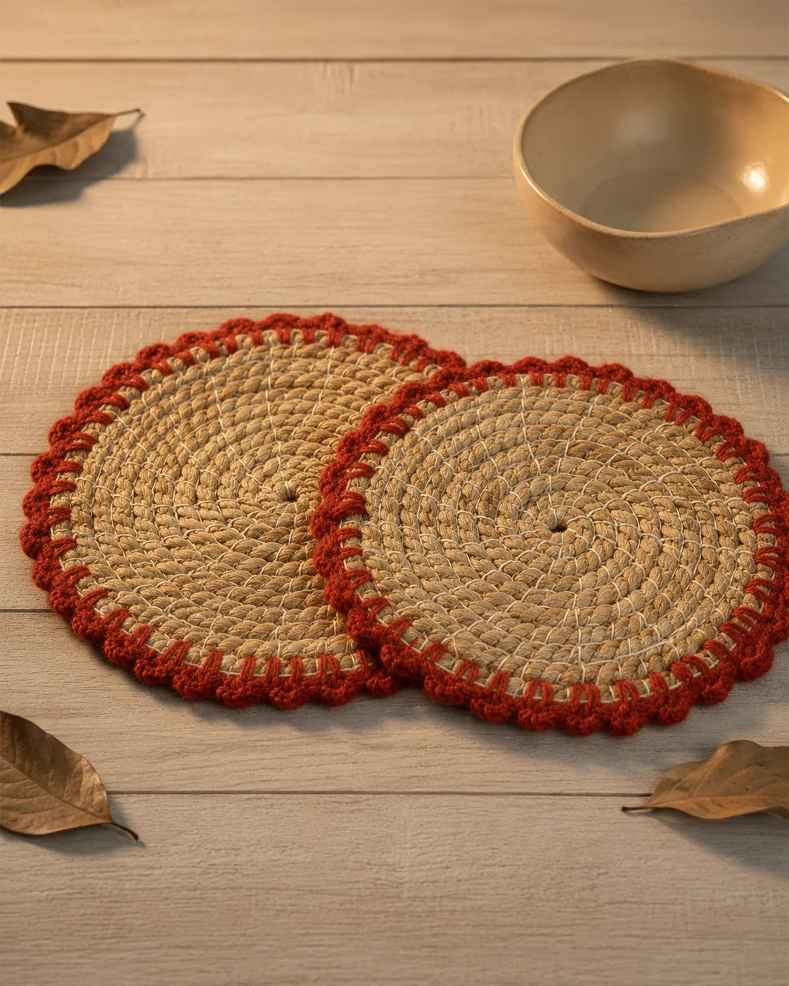 Wool Embellished Jute Donga Mat