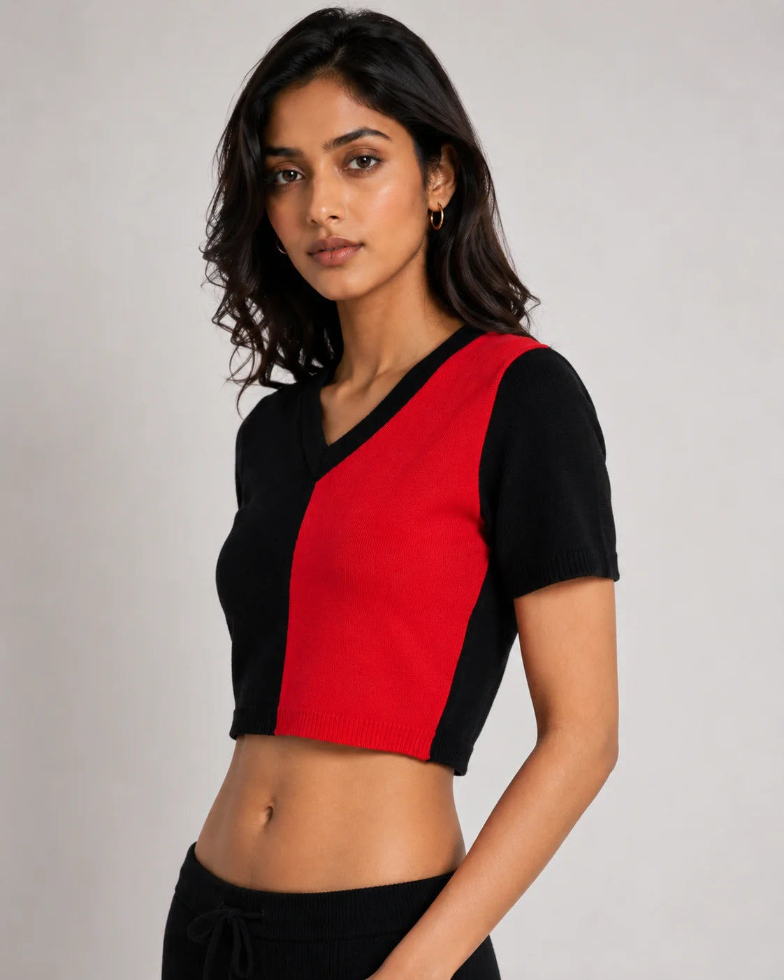 Woolen Half Sleeve Short Top