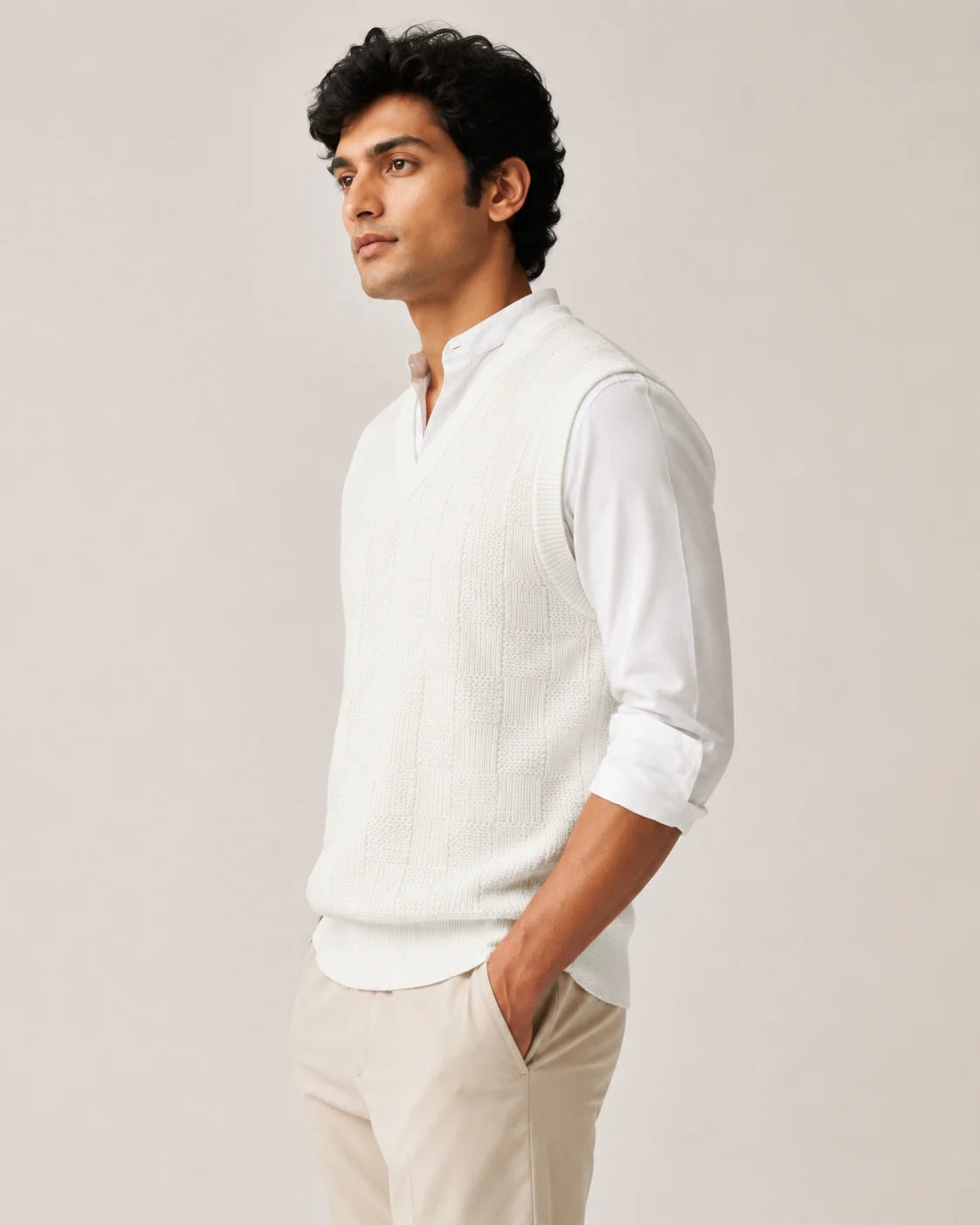 Men's Woolen Half Sleeve Sweater