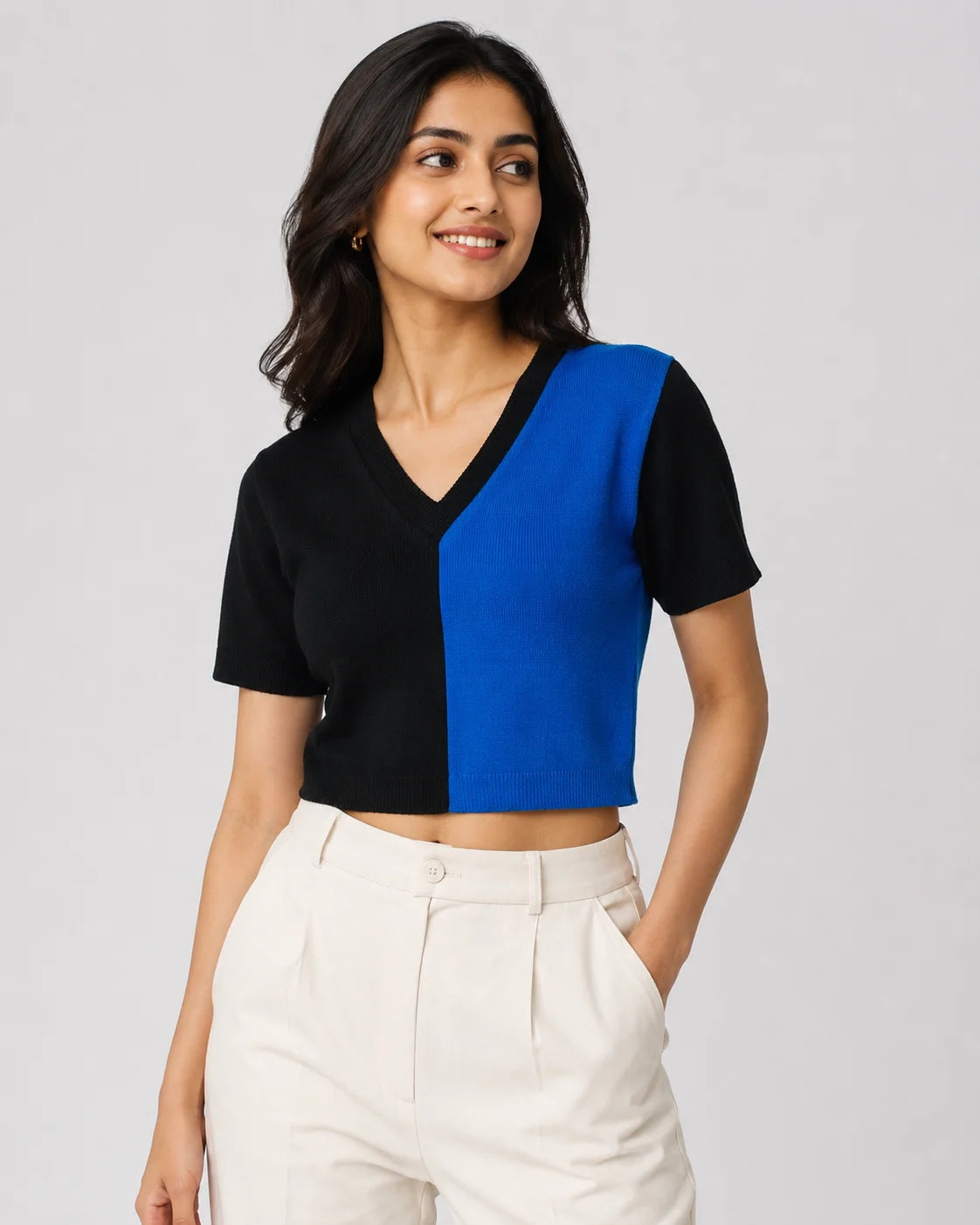 Woolen Half Sleeve Short Top