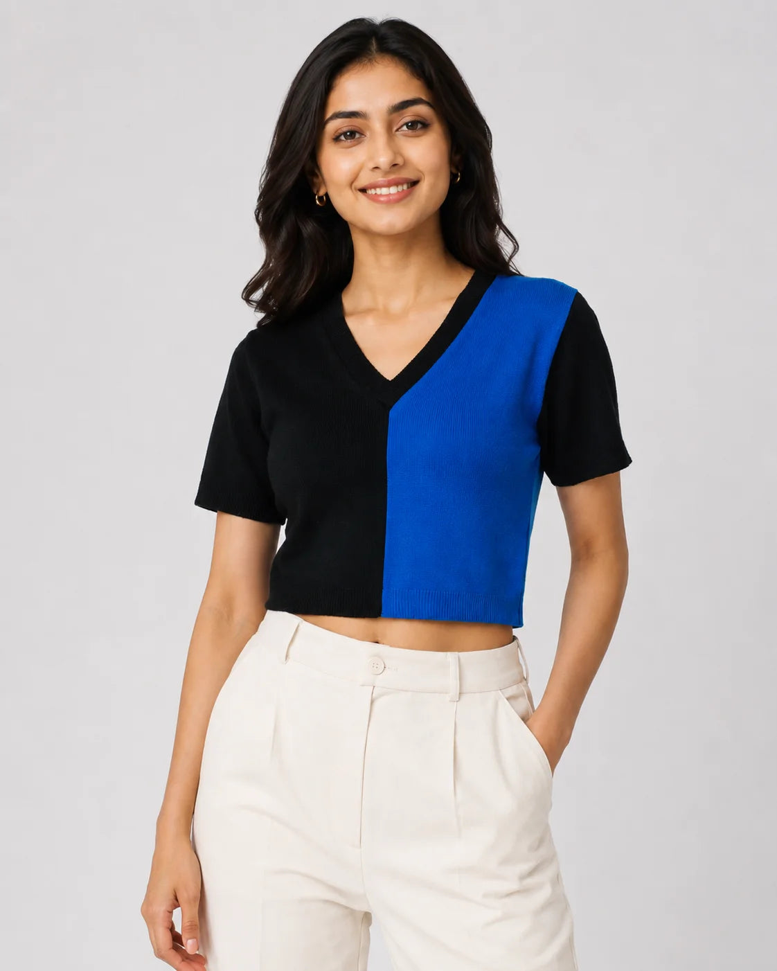 Woolen Half Sleeve Short Top