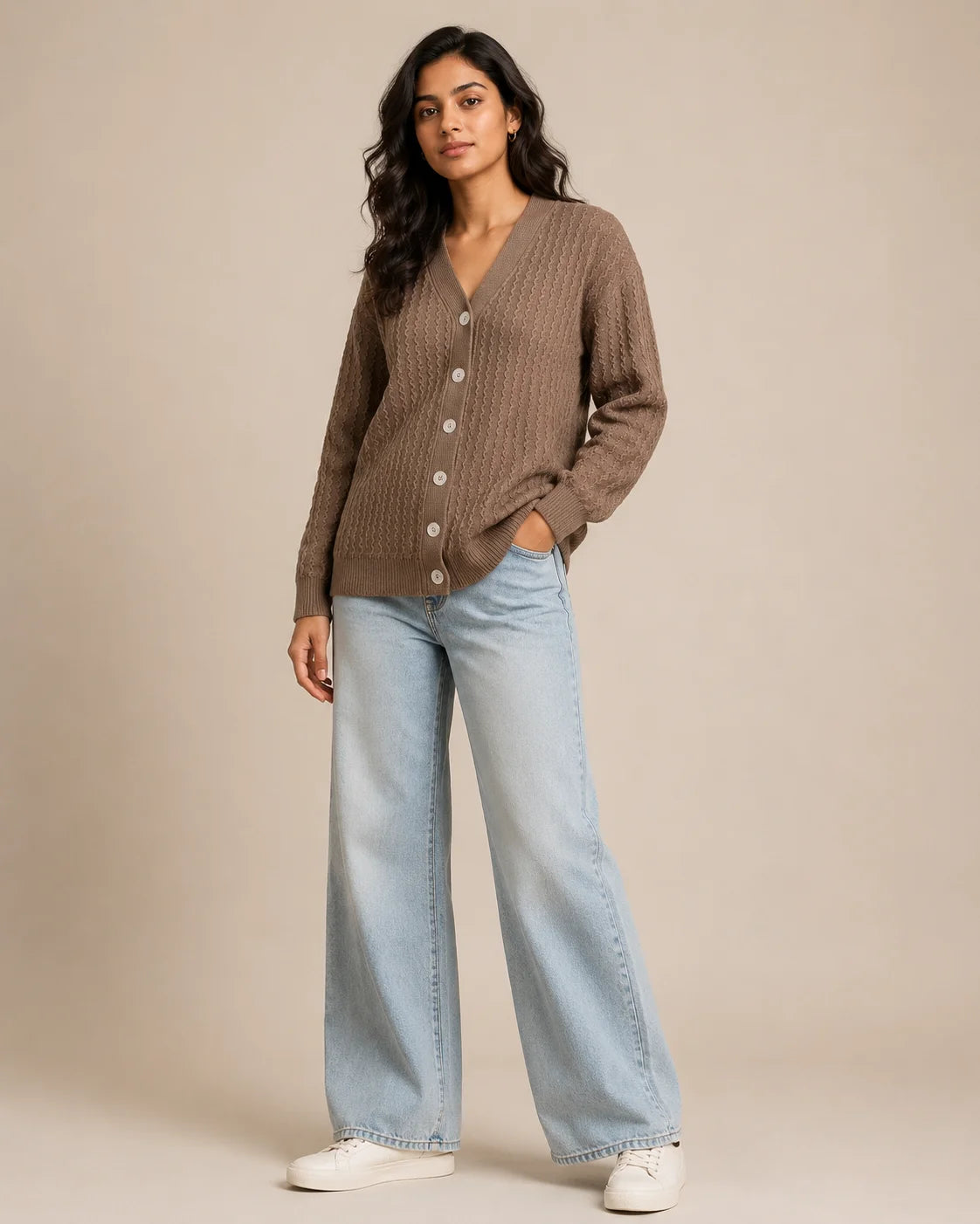 Handmade Women's Woolen Full Sleeve Cardigan