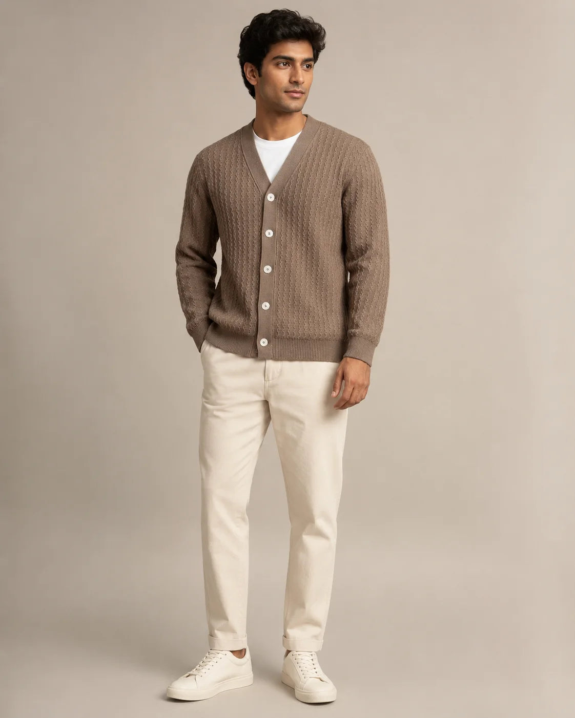 Handmade Men's Woolen Full Sleeve Cardigan