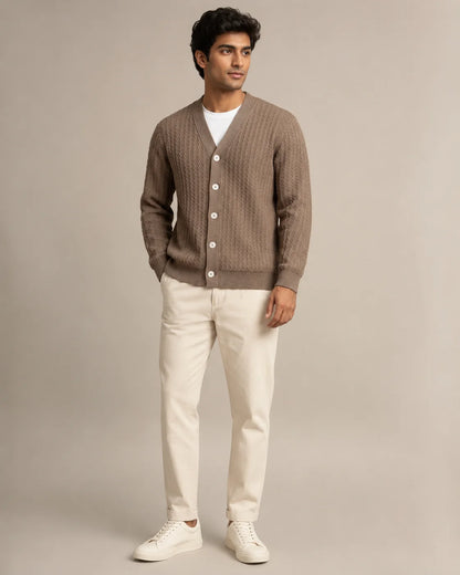 Handmade Men's Woolen Full Sleeve Cardigan