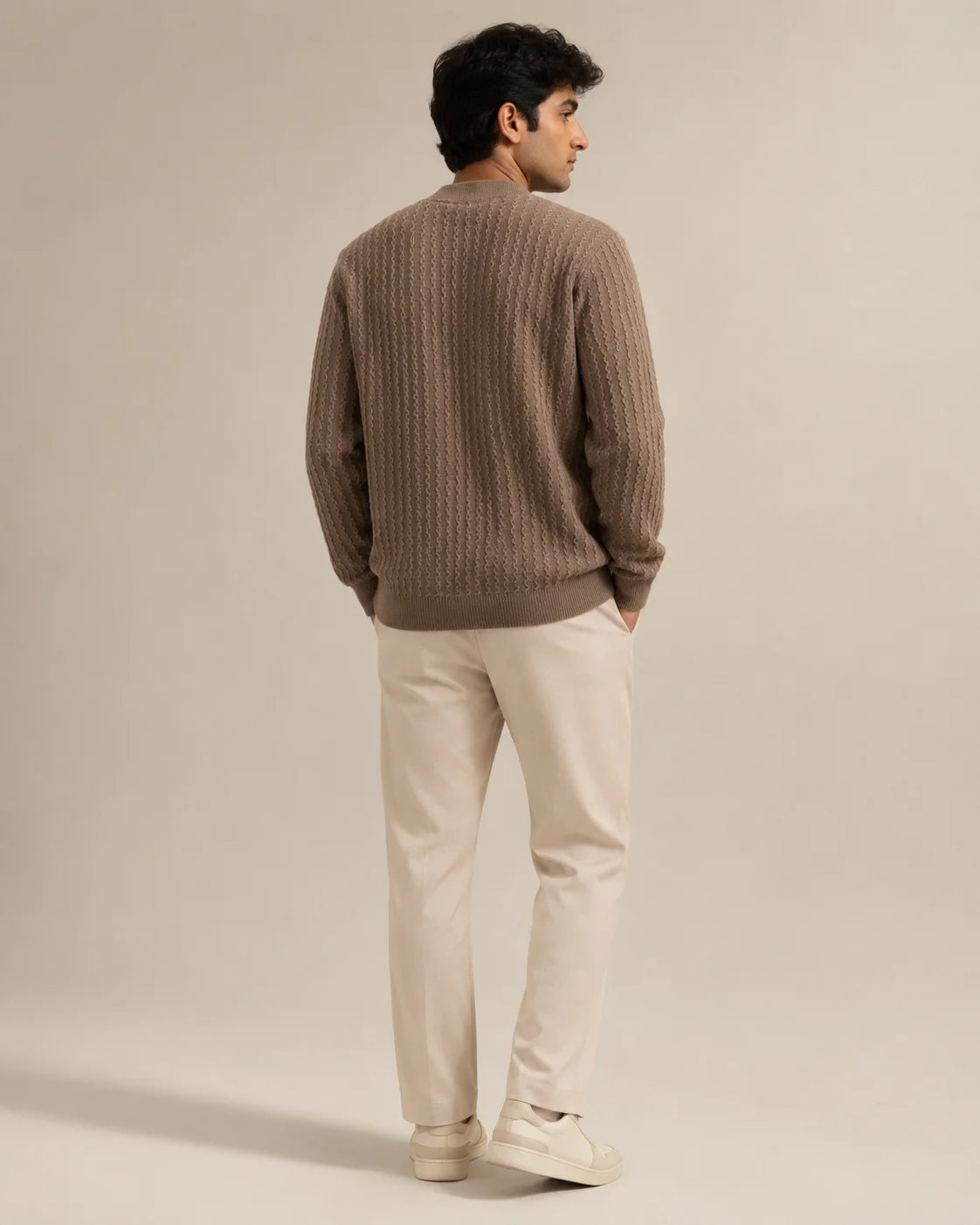 Handmade Men's Woolen Full Sleeve Cardigan