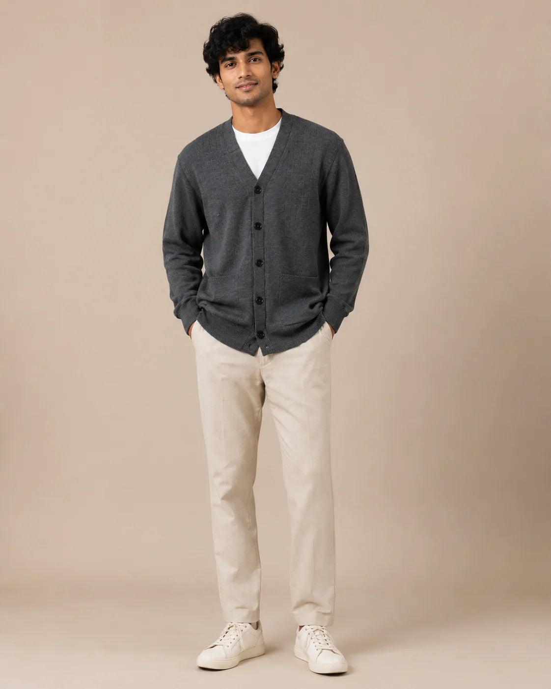 Handmade Men's Woolen Full Sleeve Cardigan