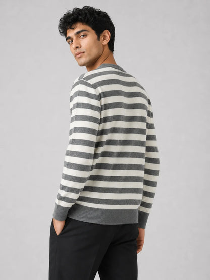 Woolen Full Sleeve Sweater with Lining Pattern