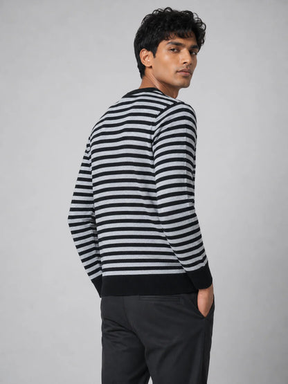 Woolen Full Sleeve Sweater with Lining Pattern