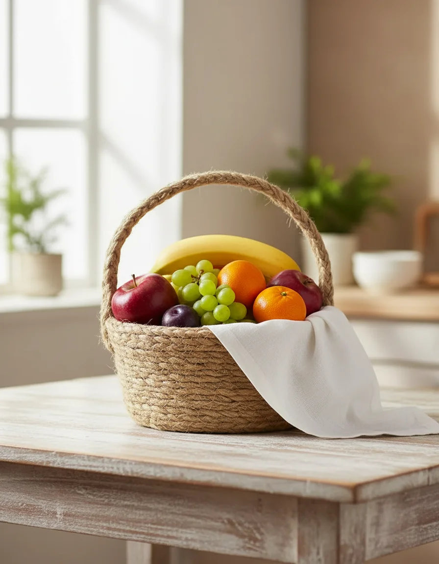 Hand Braided Jute Fruit Basket