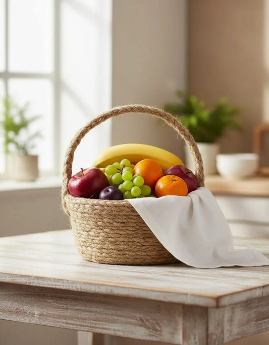 Hand Braided Jute Fruit Basket