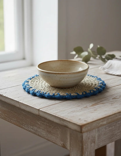 Wool Embellished Jute Donga Mat
