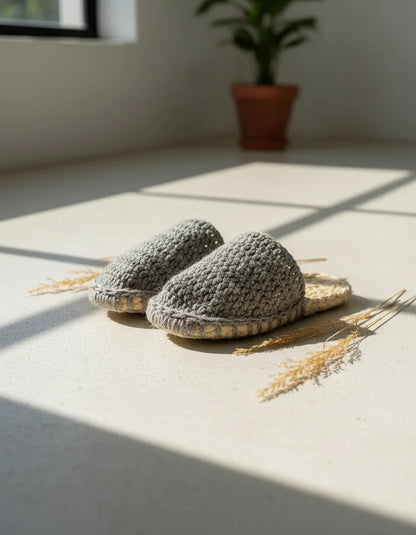 Jute Slipper With Woolen Top