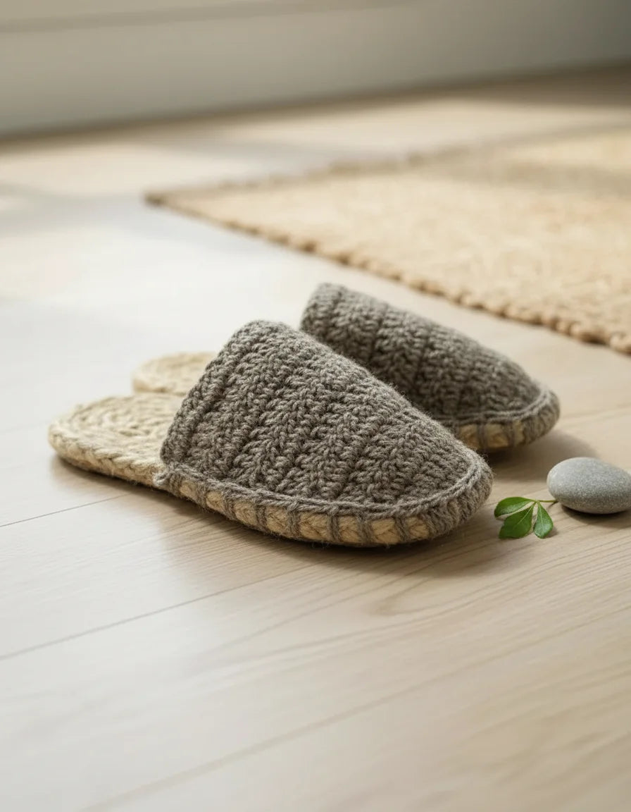 Jute Slipper With Woolen Top