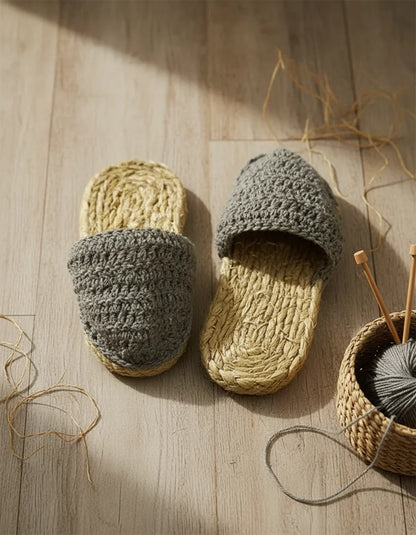 Jute Slipper With Woolen Top