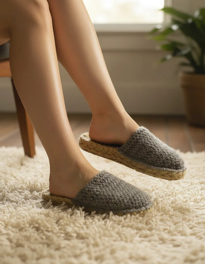 Jute Slipper With Woolen Top