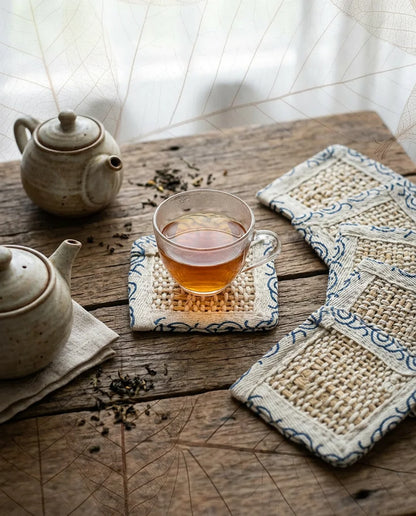 Handloom Weave Tea Cup Coaster | 06 Piece Set