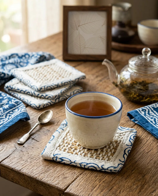 Handloom Weave Tea Cup Coaster | 06 Piece Set