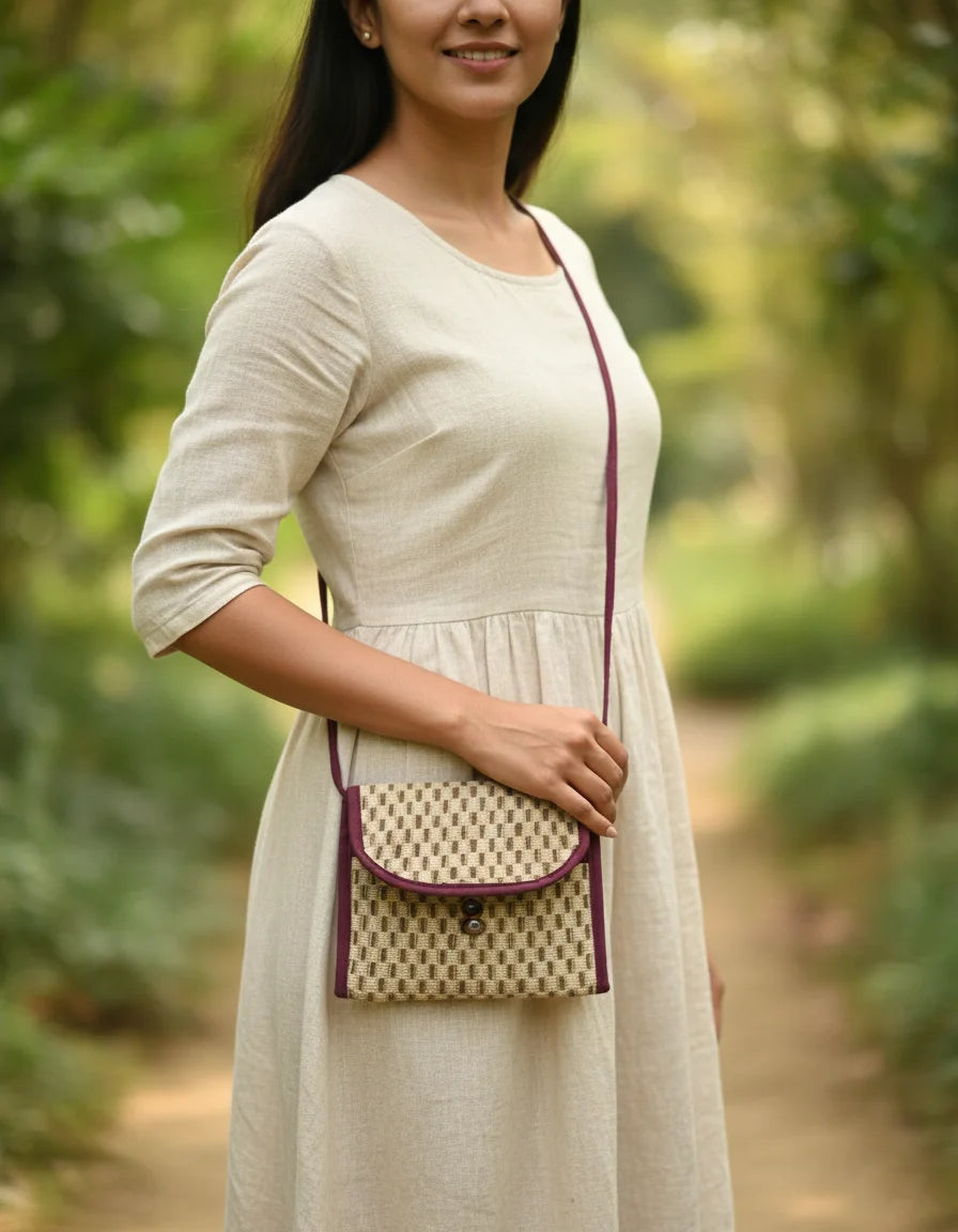 Jute Hand Purse With Plain Net