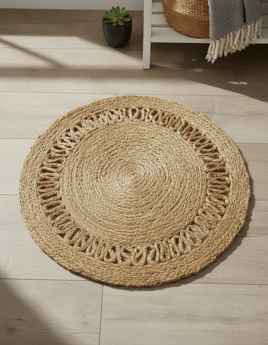 Hand Braided Jute Doormat - Circular