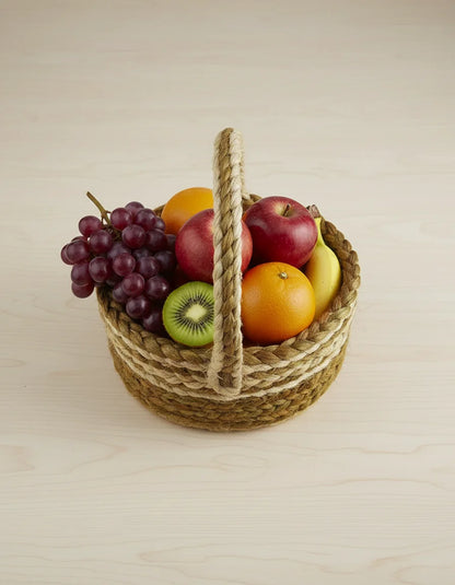Hand-Braided Jute Multicolour Fruit Basket
