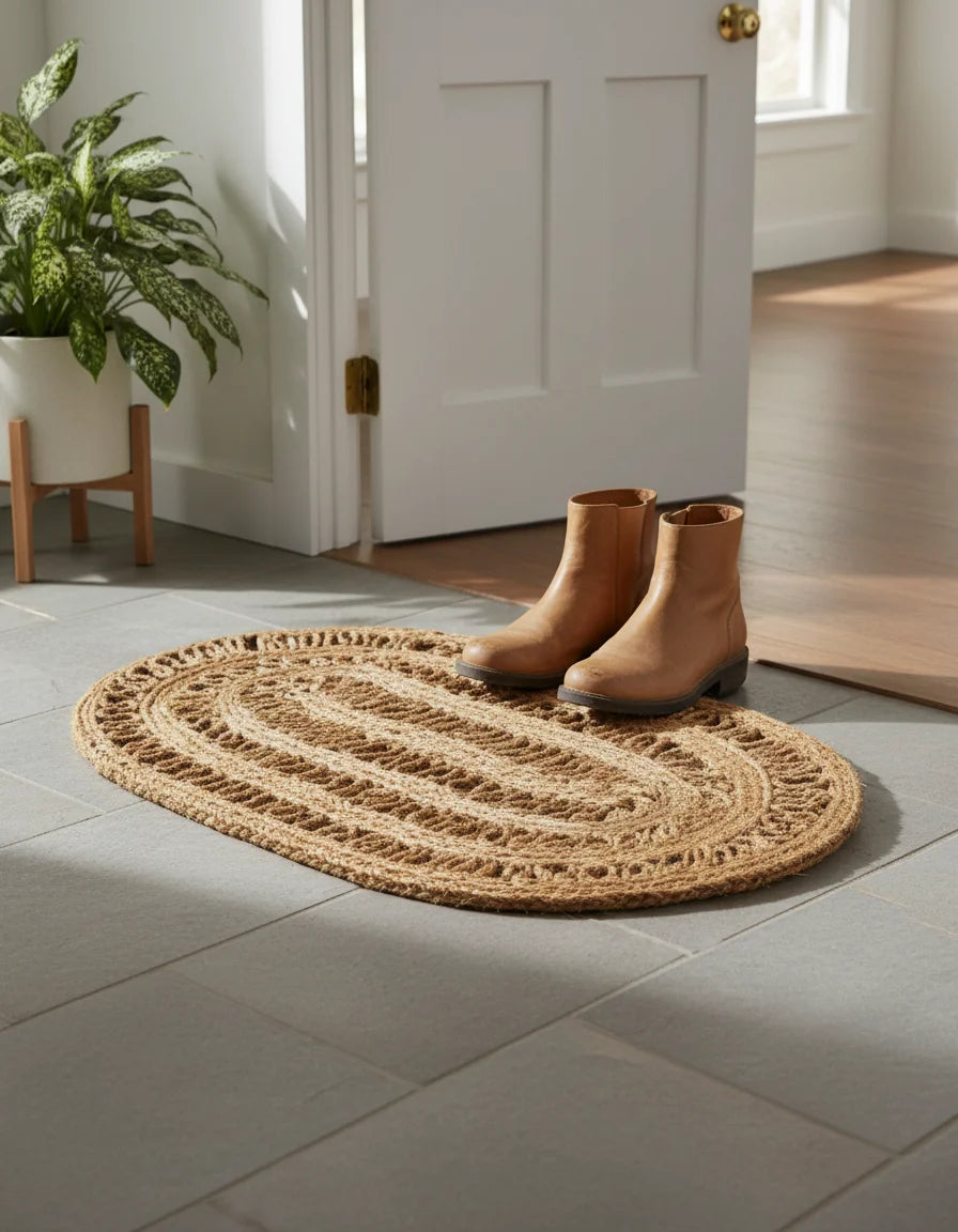 Hand Braided Jute Doormat - Oval