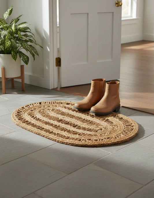 Hand Braided Jute Doormat - Oval