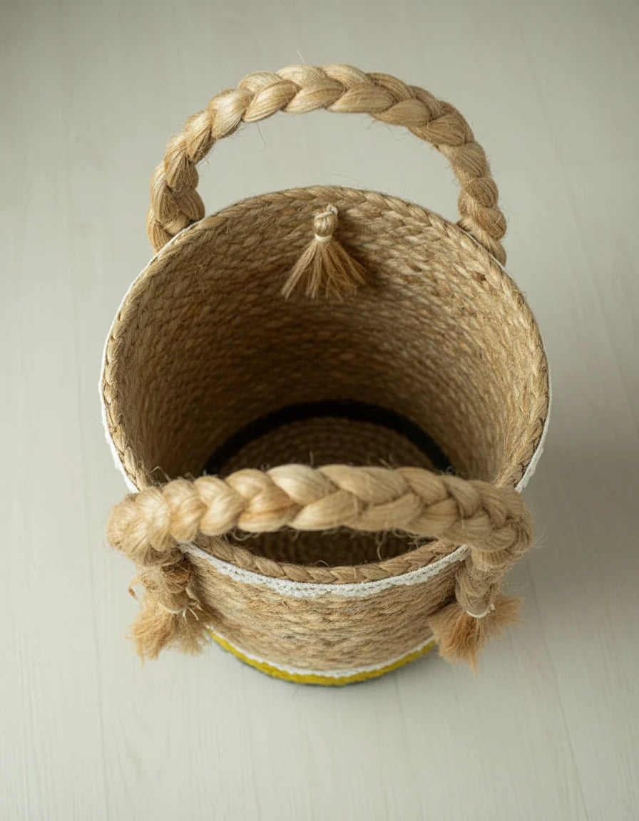 Hand Braided Jute Dustbin Bucket