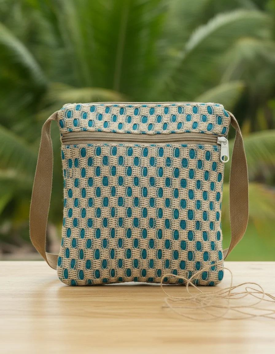 Jute Sling Bag With Plain Net