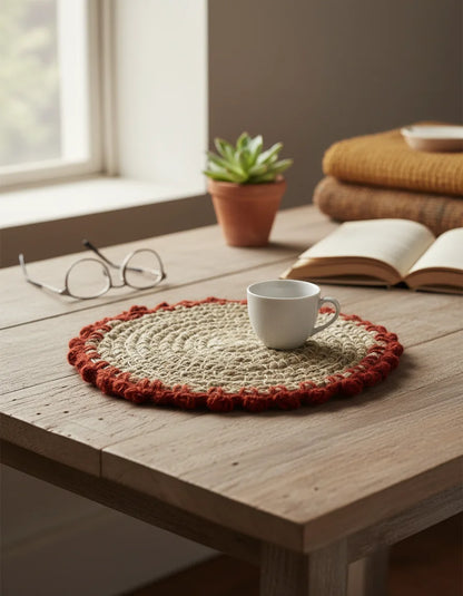 Wool Embellished Jute Donga Mat