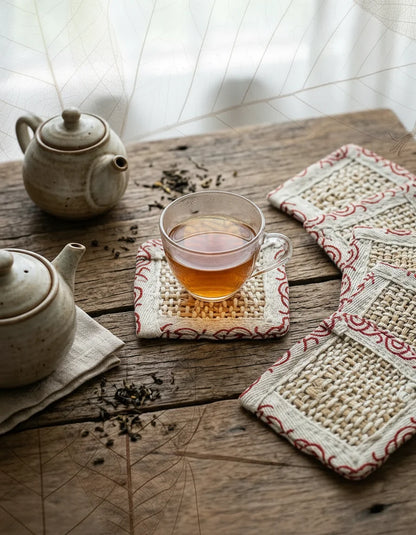 Handloom Weave Tea Cup Coaster | 06 Piece Set