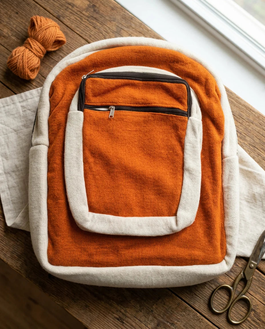 Handmade Woolen Backpack with Modern Design