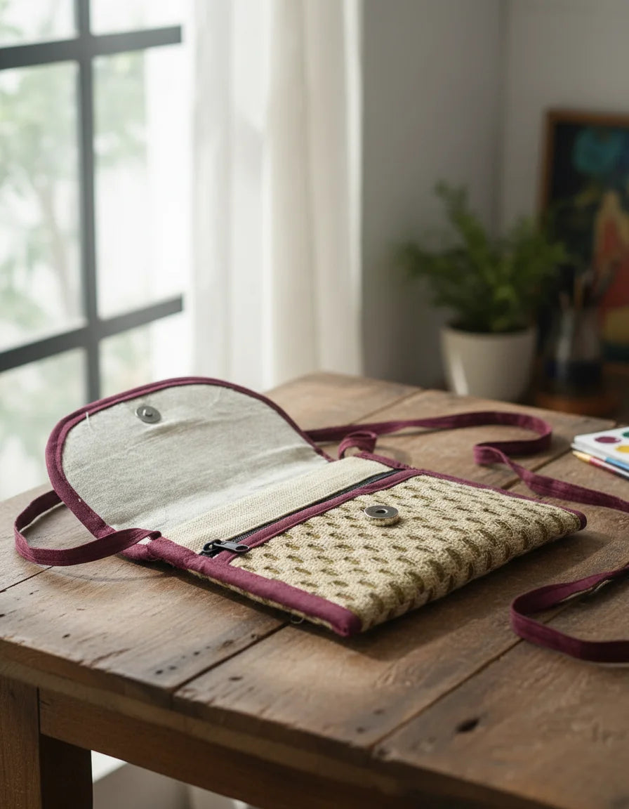 Jute Hand Purse With Plain Net