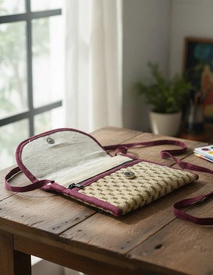 Jute Hand Purse With Plain Net