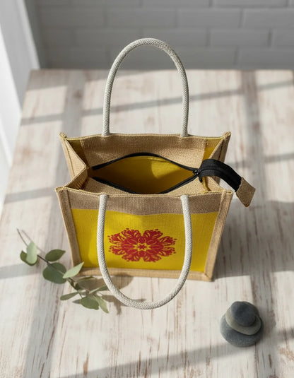Printed Jute Tiffin Bag for Everyday Use