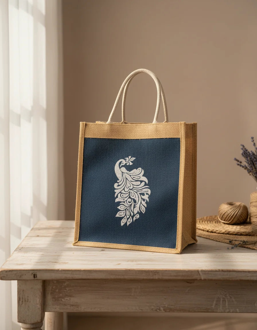 Printed Jute Tiffin Bag for Everyday Use