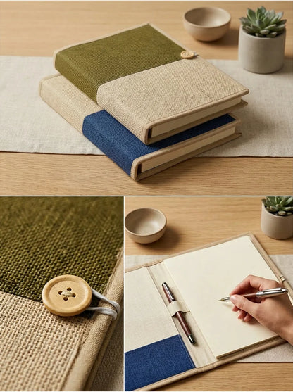 Jute File Folder with Button Closure