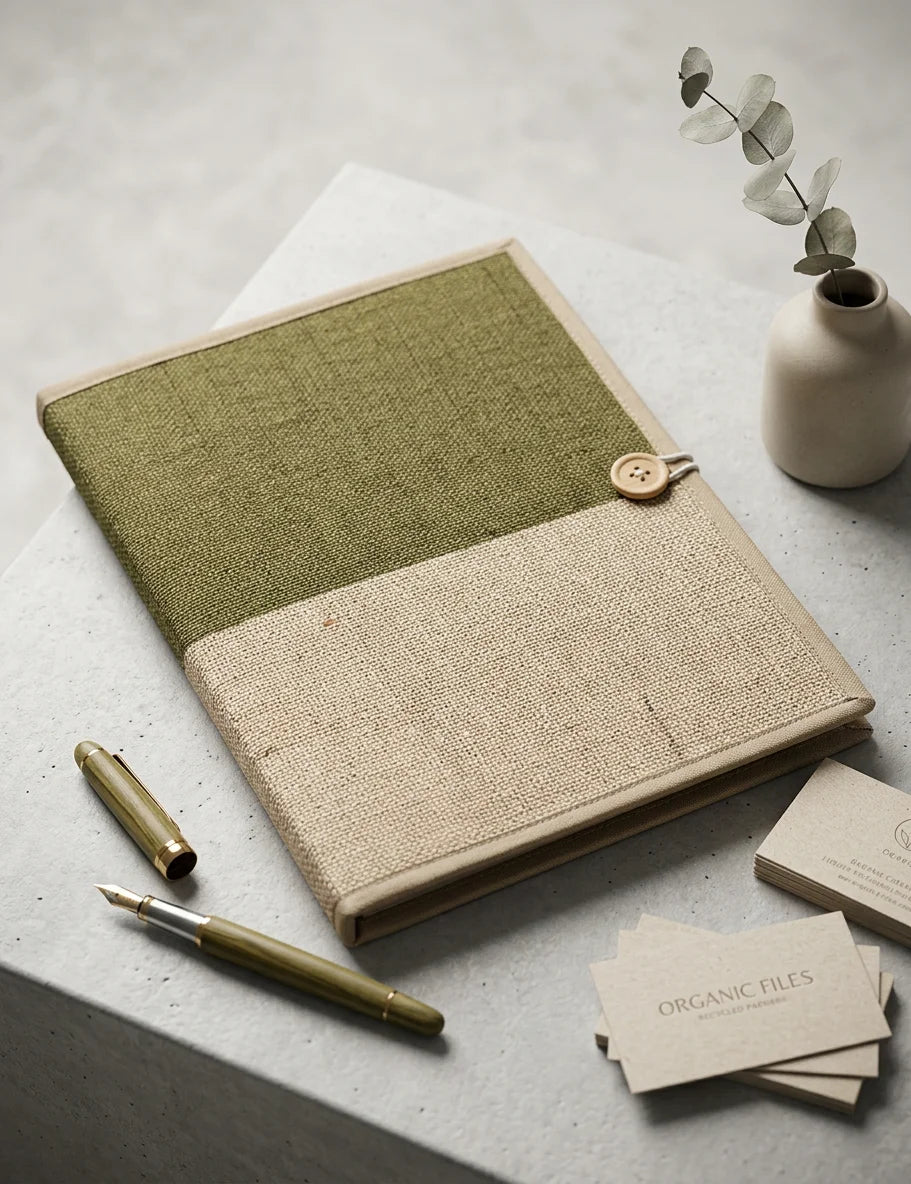 Jute File Folder with Button Closure